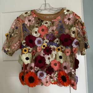 Dolan Floral Appliqué Blouse